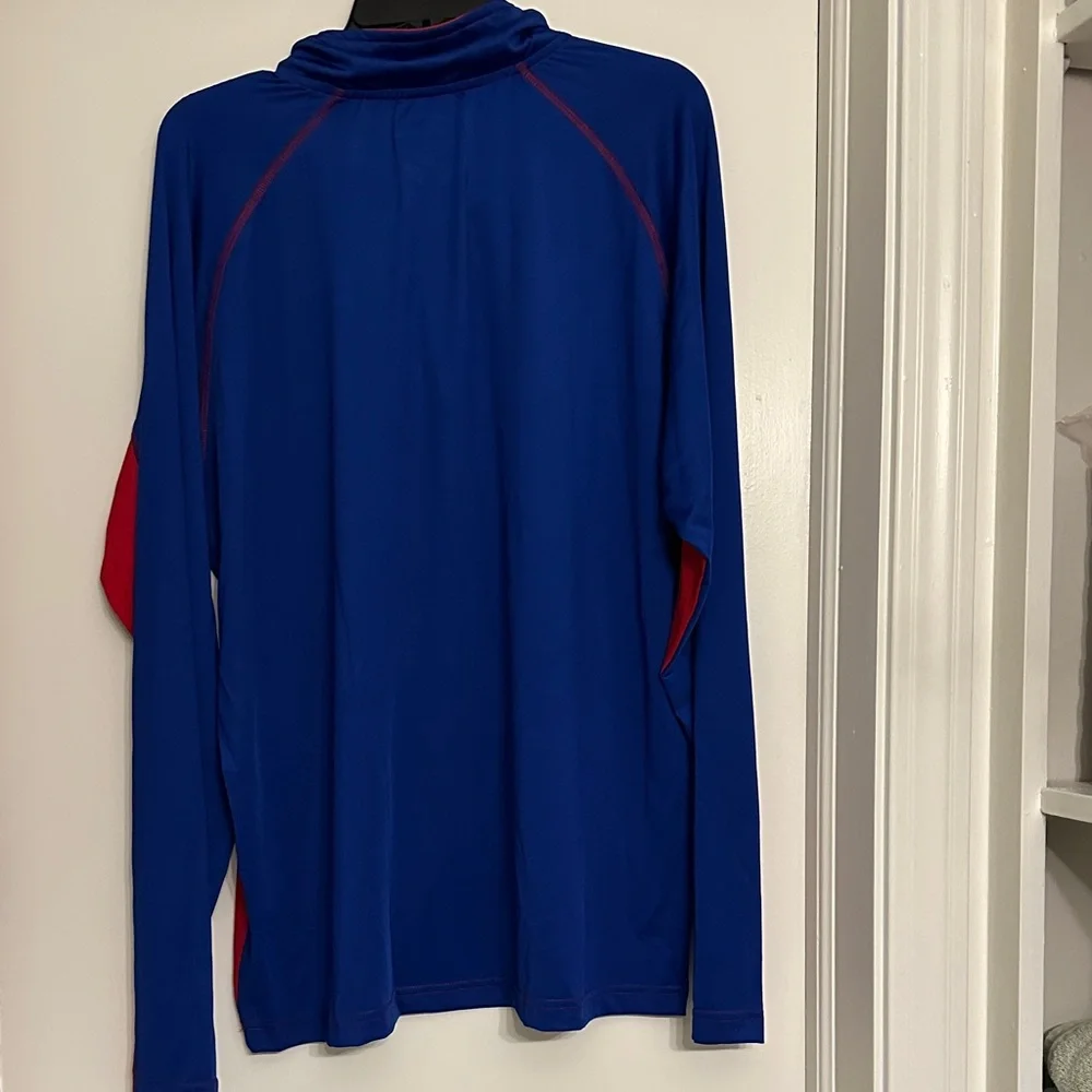Buffalo Bills Vibrant Blue and Red Long Sleeve Quarter Zip Top - Picture 2 of 2